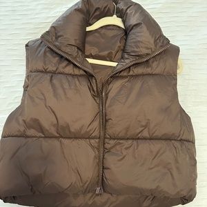 Brown Cropped Puffer Vest